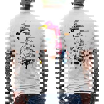 フラミンゴ 鮮やかな色 芸術的な野生動物の表現 メンズTシャツ バックプリント - Kawaiitshirt