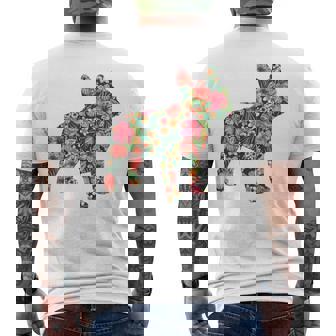 フレンチ ブルドッグ フラワー フローラル フレンチ ドッグ シルエット 犬 ペット メンズTシャツ バックプリント - Kawaiitshirt