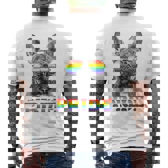 フレンチブルドッグ ゲイプライド Lgbt レインボーフラッグ サングラス Lgbtq メンズTシャツ バックプリント - Kawaiitshirt