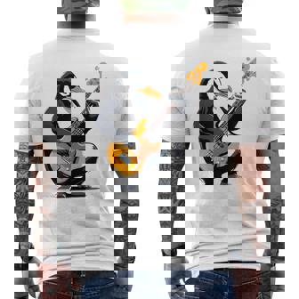 ベースギターを弾くペンギン ペンギン メンズTシャツ バックプリント - Kawaiitshirt