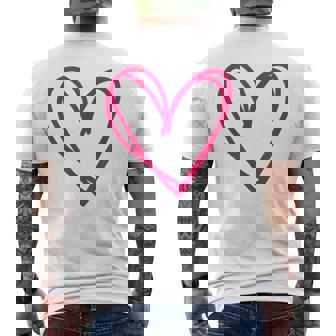 ホットピンクハート メンズTシャツ バックプリント - Kawaiitshirt