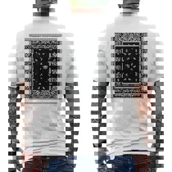 ホワイトブラックバンダナプリントtシャツ ペイズリー柄 メンズTシャツ バックプリント - Kawaiitshirt