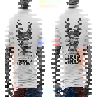 ボストン・テリア 7月4日 メリカ メンズ レディース アメリカ国旗 メンズTシャツ バックプリント - Kawaiitshirt