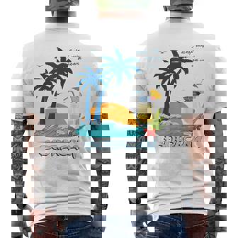 ボラカイ島 ヤシの木 日没 花 フィリピン ビーチ カクテル パラワン島 東南アジア 海鳥 島 贈り物 海 お土産 セブ メンズTシャツ バックプリント - Kawaiitshirt