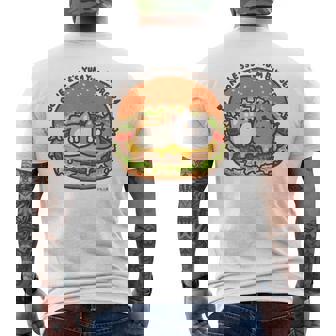 ボンレス犬とボンレス猫 ハンバーガー メンズTシャツ バックプリント - Kawaiitshirt