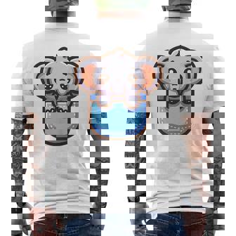ポケットに入ったかわいい象 メンズTシャツ バックプリント - Kawaiitshirt