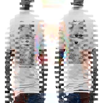 ポメラニアン 抽象画 グラフィック 絵画 動物 ポメラニアン メンズTシャツ バックプリント - Kawaiitshirt