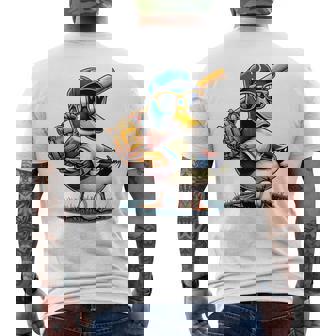 マガモのアヒル 野球愛好家 アヒル 野球 メンズTシャツ バックプリント - Kawaiitshirt