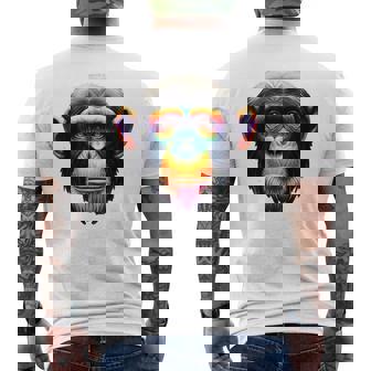 マルチカラー アート カラフル チンパンジー メンズTシャツ バックプリント - Kawaiitshirt