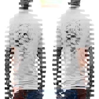 マルチーズ 犬 グラフィック ペット アートワーク マルチーズ メンズTシャツ バックプリント - Kawaiitshirt