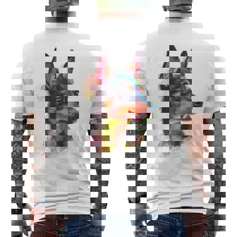 ミニチュア ピンシャー 犬 ペット アート カラフル ミニチュア ピンシャー メンズTシャツ バックプリント - Kawaiitshirt