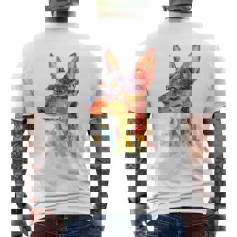 ミニチュア ピンシャー 犬 ペット カラフル ミニチュア ピンシャー メンズTシャツ バックプリント - Kawaiitshirt