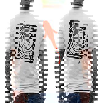 メダカ：ハンコスタンプデザインで描かれたメダカはエサを欲す。 メンズTシャツ バックプリント - Kawaiitshirt