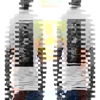 モナ・リザとオレンジ色の猫 面白いアートの絵 メンズTシャツ バックプリント - Kawaiitshirt