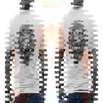 ライオン 動物 彫刻 動物園 抽象芸術 絵画 ライオン メンズTシャツ バックプリント - Kawaiitshirt