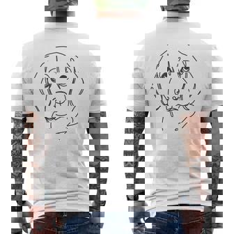 ラインアートお父さんママ犬-ビーグル メンズTシャツ バックプリント - Kawaiitshirt