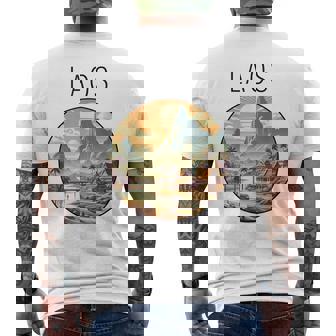 ラオスの風景 アールデコ メンズTシャツ バックプリント - Kawaiitshirt