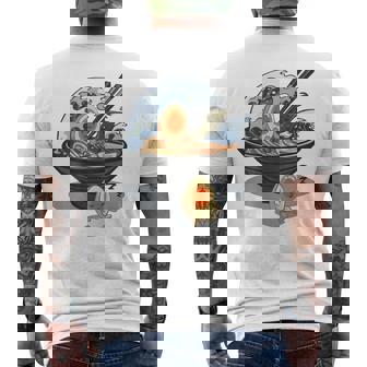 ラーメン 海 波 寝ぼける たまご メンズTシャツ バックプリント - Kawaiitshirt