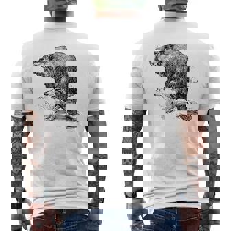 リアルなビーバースケッチ メンズTシャツ バックプリント - Kawaiitshirt