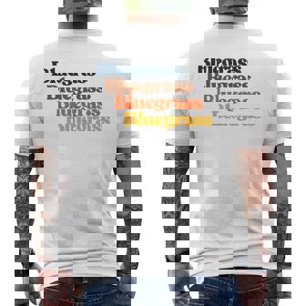 ヴィンテージ 70年代 ブルーグラス タイポグラフィ レトロ バイブ メンズTシャツ バックプリント - Kawaiitshirt