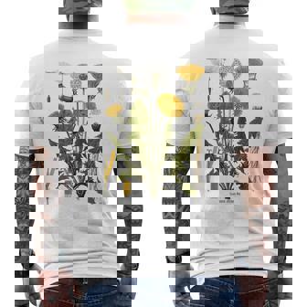 ヴィンテージ タンポポ チャート タンポポポ ボタニカル メンズTシャツ バックプリント - Kawaiitshirt