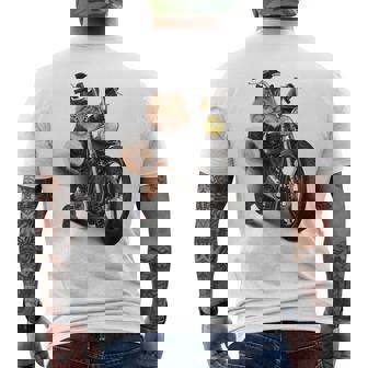 三毛猫 オレンジ猫 ねこ バイク バイカー メンズTシャツ バックプリント - Kawaiitshirt