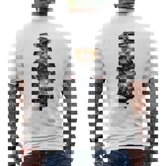 三毛猫 オレンジ猫 ねこ バイク ヘルメット メンズTシャツ バックプリント - Kawaiitshirt