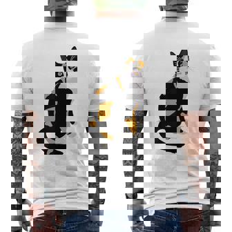 三毛猫ポートレート かわいい三毛猫 三毛猫好き メンズTシャツ バックプリント - Kawaiitshirt