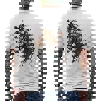 乗馬アート アニマルプリント 馬モチーフ 馬 メンズTシャツ バックプリント - Kawaiitshirt