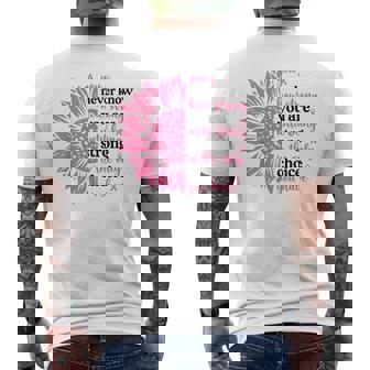 乳がんファイター サバイバー ひまわり ピンクリボン 戦士 メンズTシャツ バックプリント - Kawaiitshirt