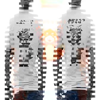 五十歩ひゃっほう レッサーパンダ ネタ ことわざ ことわざのもじり ジョーク ギャグ ダジャレ ツッコミ おもしろ メン メンズTシャツ バックプリント - Kawaiitshirt