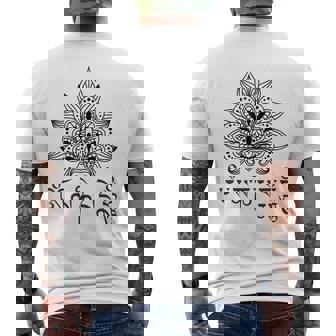 仏教 スピリチュアル オム マニ・パドメ ハム マントラと曼荼羅 メンズTシャツ バックプリント - Kawaiitshirt