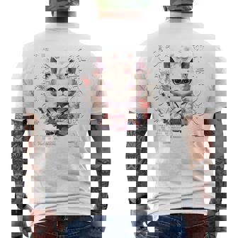 バックプリント 侍 猫戦士 日本人 忍者 キティ カワイイ メンズTシャツ バックプリント - Kawaiitshirt