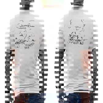 北海道の歌う小鳥 シマエナガ 音符 音楽好き 指揮者 可愛い メンズTシャツ バックプリント - Kawaiitshirt