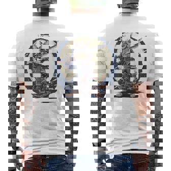 古代忍者猫 日本の子猫 刀猫 サムライキャット メンズTシャツ バックプリント - Kawaiitshirt