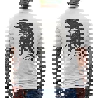 古代戦士ギリシャローマスパルタ兵士ヘルメットグラフィック メンズTシャツ バックプリント - Kawaiitshirt