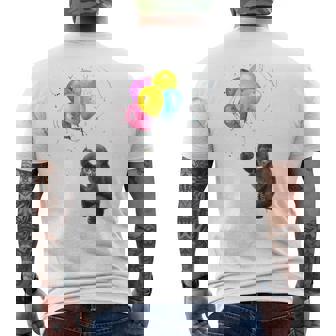 可愛い赤ちゃんのゴリラシルバーバックグラフィックバルーンアートワーク。 メンズTシャツ バックプリント - Kawaiitshirt