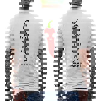 唐辛子 顔 イラスト かわいい おもしろ 面白い 簡単 シンプル ゆるい 野菜 メンズTシャツ バックプリント - Kawaiitshirt