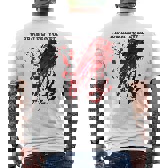 問題解決 血まみれのシャツ 血まみれのホラー メンズTシャツ バックプリント - Kawaiitshirt