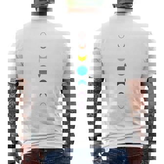 天空の月の満ち欠け バックプリント 虹の月天文学 メンズTシャツ バックプリント - Kawaiitshirt