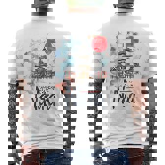 奈良 日本 市街地 旅行 お土産 和 水彩 行楽 メンズTシャツ バックプリント - Kawaiitshirt