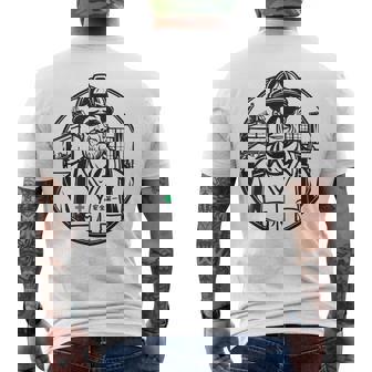 安全に働くおじさん 安全第一 作業員 メンズTシャツ バックプリント - Kawaiitshirt