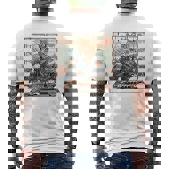 寿司好き ヴィンテージ 子猫 伝統 日本の芸術 猫 長袖tシャツ メンズTシャツ バックプリント - Kawaiitshirt