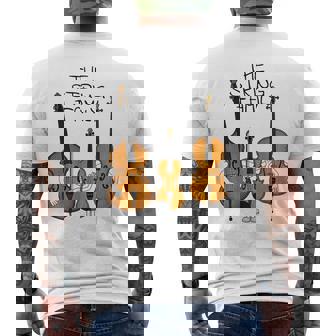 弦楽ファミリー、ヴァイオリン、チェロ、コントラバスミュージシャン面白い メンズTシャツ バックプリント - Kawaiitshirt