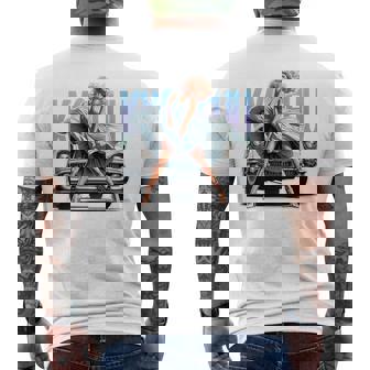 強風ピンナップガールとオールドアメ車のバックプリント メンズTシャツ バックプリント - Kawaiitshirt