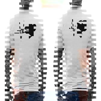 心電図のパターン ハートカラー ブラック メンズTシャツ バックプリント - Kawaiitshirt