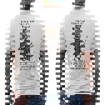 忍者猫、日本のサムライ カワイイ猫タトゥー 面白い メンズTシャツ バックプリント - Kawaiitshirt