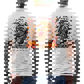 感謝祭 おもしろい 七面鳥巡礼者 軽くたたく 幸せな七面鳥の日 メンズTシャツ バックプリント - Kawaiitshirt