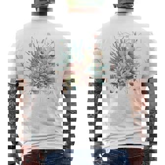 抽象的な幾何学的なボタニカルデザインモダンな植物 多肉植物 メンズTシャツ バックプリント - Kawaiitshirt