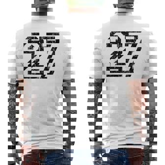 数字 27 ヴィンテージ ブラックホワイト メンズTシャツ バックプリント - Kawaiitshirt